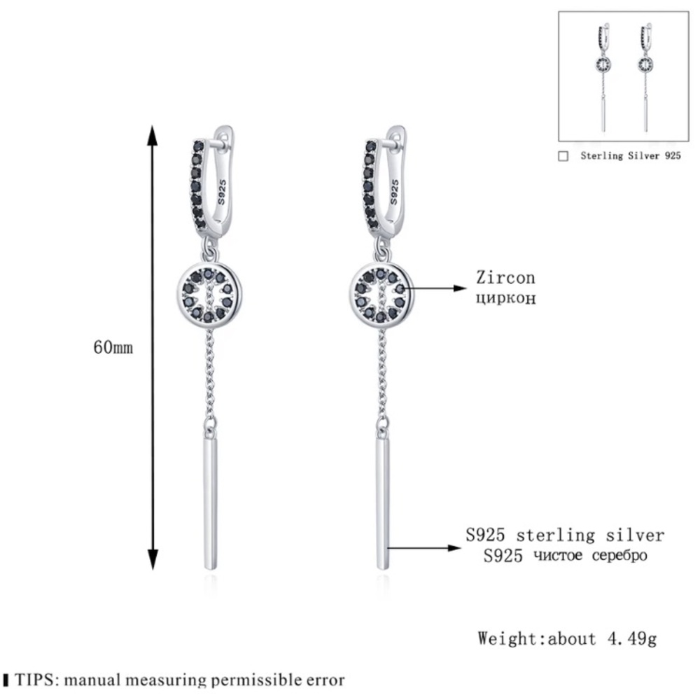 - Pure Silver Black Swarovski Elements Earrings S… - image 4